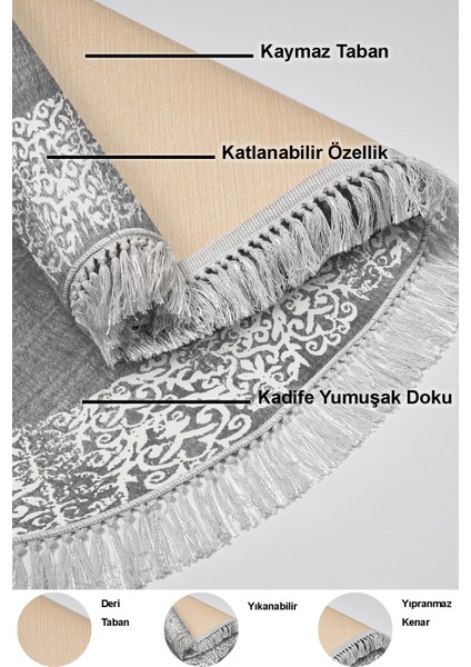 Dijital Salon Halısı Yıldız Deri Kaymaz Taban Saçaklı Oval Modern Sequoia Gri indirimleri