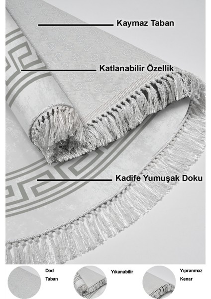 Dijital Salon Halısı Trend Keçe Kaymaz Taban Saçaklı Oval Modern Cassietta Gri indirimleri