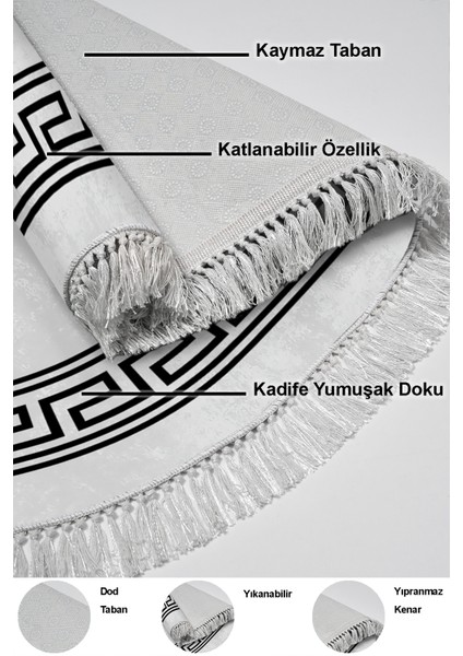 Dijital Salon Halısı Trend Keçe Kaymaz Taban Saçaklı Oval Modern Cassietta Antrasit indirimleri
