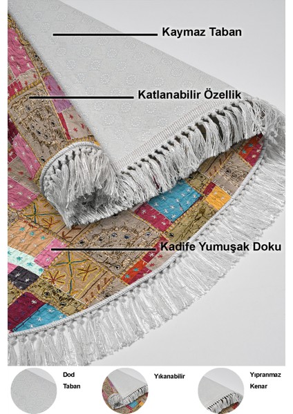Dijital Salon Halısı Trend Keçe Kaymaz Taban Saçaklı Oval Modern Phebe Renkli indirimleri
