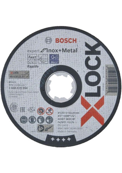 X-Lock Metal ve Inox İçin Kesici Taşlama Diski 125X1 mm 5 Adet 2608619264