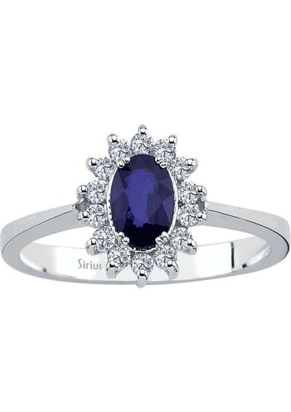 Pırlanta ve Oval Kesim Safir Taşlı Yüzük 0404R0368