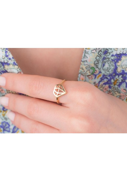 Elmas Şekli Yüzük 14 Ayar Altın fiyatları