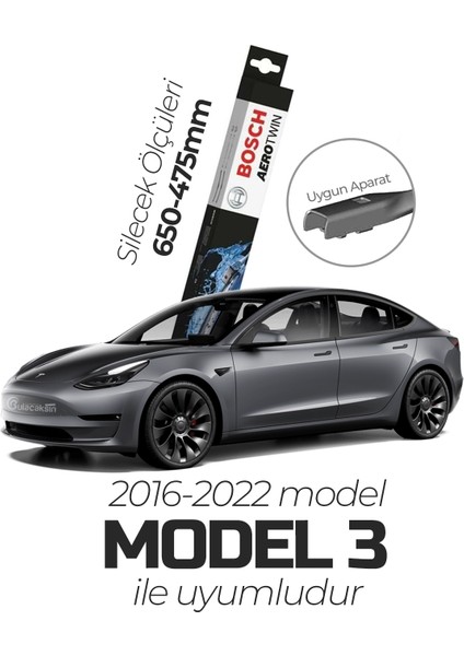 Aerotwin Muz Silecek Takımı Tesla Model 3 2016-2022 ile Uyumlu fiyatları