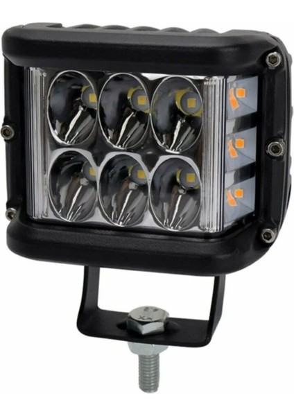 Hi Tech 12 LED 45W Traktör Turuncu Beyaz 10CM Flaşlı Sis Farı ve Çalışma Lambası