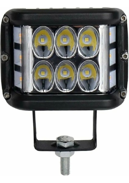 Hi Tech 12 LED 45W Traktör Turuncu Beyaz 10CM Flaşlı Sis Farı ve Çalışma Lambası