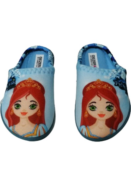 Kız Çocuk Mavi Prenses Figürlü Ev Içi Terlik