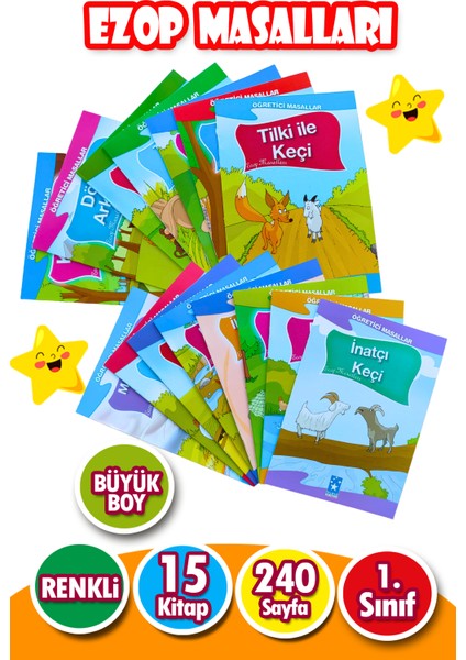 Ezop Masalları Seti 1. Sınıf 15 Kitap