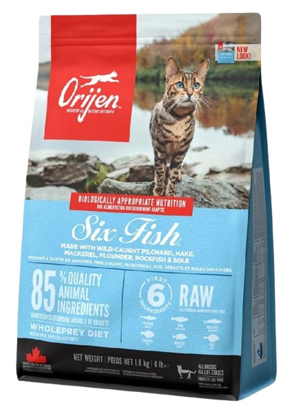 Orijen Six Fish Tahılsız Balık Yavru ve Yetişkin Kedi Maması 1,8 kg