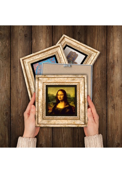 Stone Leonardo da Vinci Çerçeveli Taş Duvar Tablosu 4’lü Set - Dekoratif Modern Sanat, Ev ve Ofis Dekoru |TK4-08| modelleri