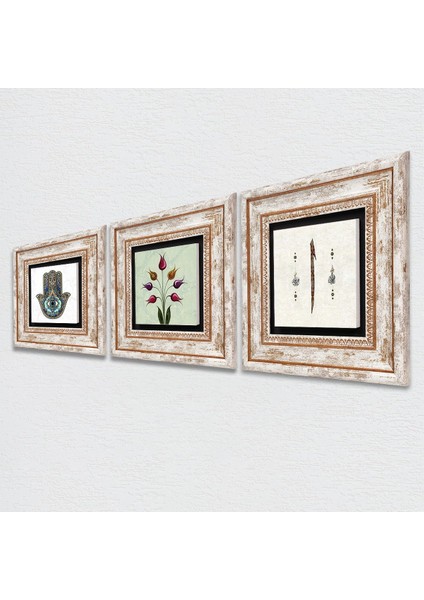 Stone Lale Ebru Sanatı, Elif, Fatma Ana Eli (Hamsa) Çerçeveli Taş Duvar Tablosu 3’lü Set - Dekoratif Modern Sanat, Ev ve Ofis Dekoru |TK3-32| fiyatları
