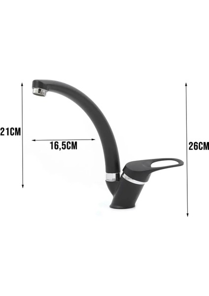 Kca Siyah Krom Mix Lavabo Bataryası Çeşmesi Musluğu