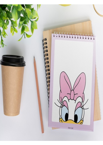 Daisy Duck Desenli Kareli Notepad 02 Günlük Planlayıcı, Defter, To Do List, Not Defteri, Ajanda