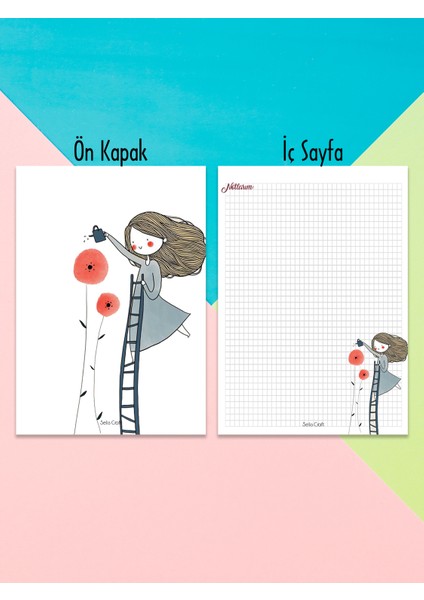 Girl Kareli Notepad 08 Günlük Planlayıcı, Defter, To Do List, Not Defteri, Ajanda