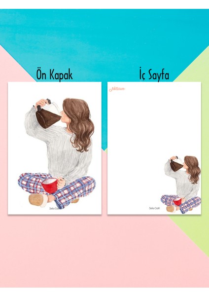 Girl Çizgisiz Notepad 12 Günlük Planlayıcı, Defter, To Do List, Not Defteri, Ajanda