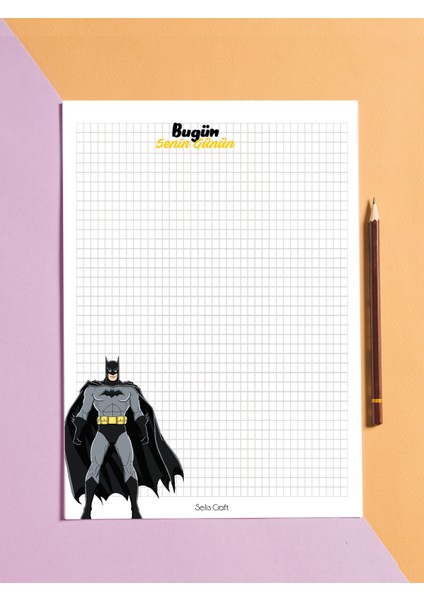 Batman Kareli Notepad 01 Günlük Planlayıcı, Defter, To Do List, Not Defteri, Ajanda