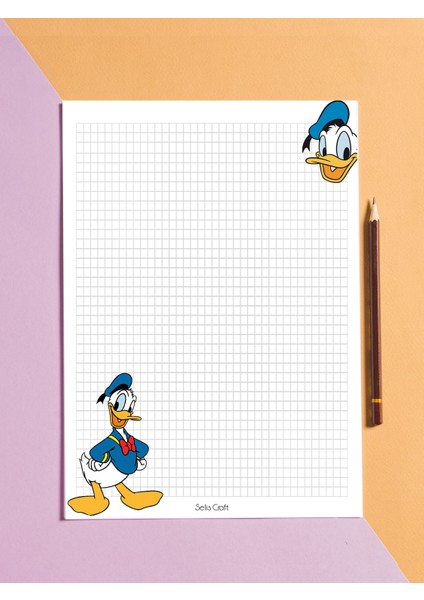 Donald Duck Kareli Notepad 01 Günlük Planlayıcı, Defter, To Do List, Not Defteri, Ajanda