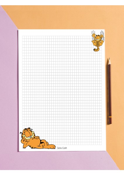 Garfield Kareli Notepad 01 Günlük Planlayıcı, Defter, To Do List, Not Defteri, Ajanda