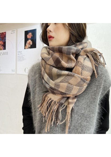 Kadın Kalınlaştırılmış Eşarp Sıcak Sahte Kaşmir Şal Ekose Eşarp (Yurt Dışından) modelleri