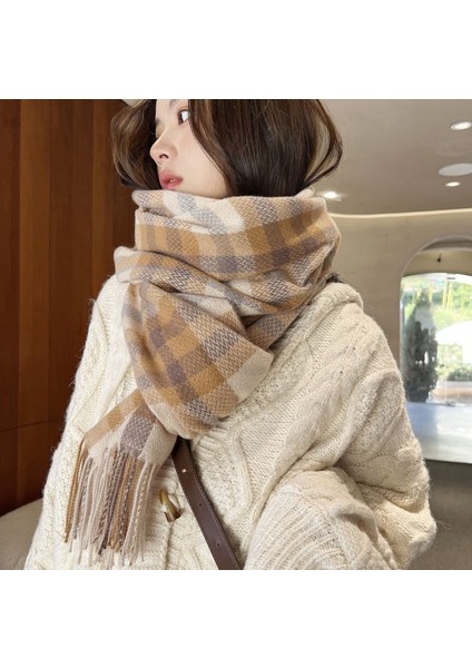 Kadın Kalınlaştırılmış Eşarp Sıcak Sahte Kaşmir Şal Ekose Eşarp (Yurt Dışından) fırsatları