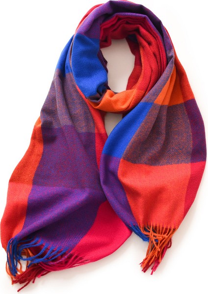 Çok Renkli Mevcut Kadın Suni Kaşmir Eşarp Sonbahar ve Kış Çizgili Ekose Şal (Yurt Dışından)