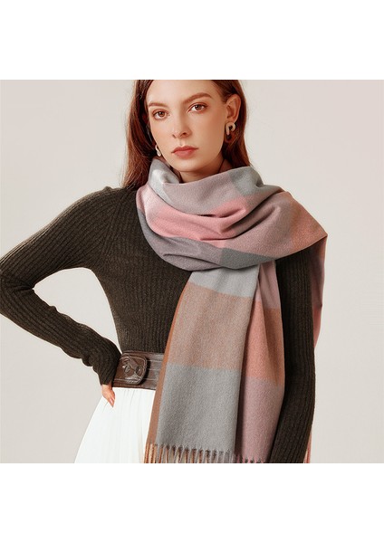 Çok Renkli Mevcut Kadın Suni Kaşmir Eşarp Sonbahar ve Kış Çizgili Ekose Şal (Yurt Dışından) fırsatları