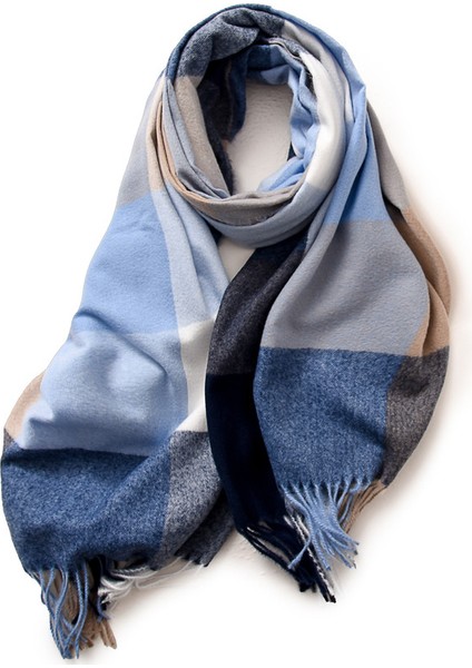 Çok Renkli Mevcut Kadın Suni Kaşmir Eşarp Sonbahar ve Kış Çizgili Ekose Şal (Yurt Dışından)