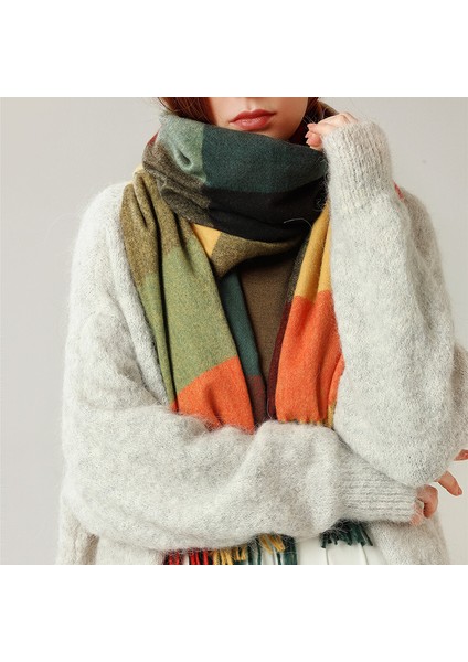 Çok Renkli Mevcut Kadın Suni Kaşmir Eşarp Sonbahar ve Kış Çizgili Ekose Şal (Yurt Dışından) fiyatları