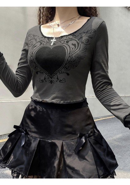 Y2K Harajuku Gotik Uzun Kol Crop Top