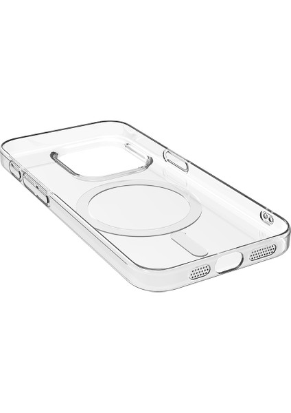 Vip Case İphone 15 Plus Kamera Çıkıntılı - Kamera Çıkıntılı Şeffaf Magsafe Kablosuz Şarj Destekli V-Mags Kılıf