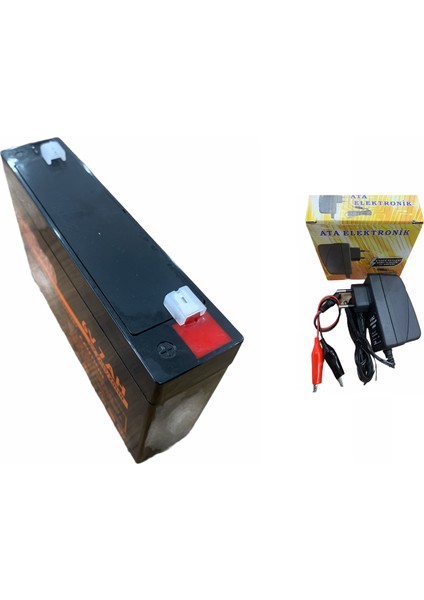 Ata Elektronik 6V 7Ah 20Hr 6 Volt 7 Amper Akü Ve 1 AMPER 6 VOLT AKÜLER için Şarj Cihazı  1 AMPER VOLTAJ KESİCİLİ + AKÜLÜ SET 2Sİ BİR ARADA