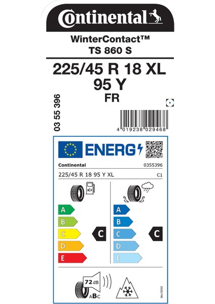 225/45 R18 95Y Xl Fr Wıntercontact Ts860S Oto Kış Lastiği ( Üretim Yılı: 2023 )