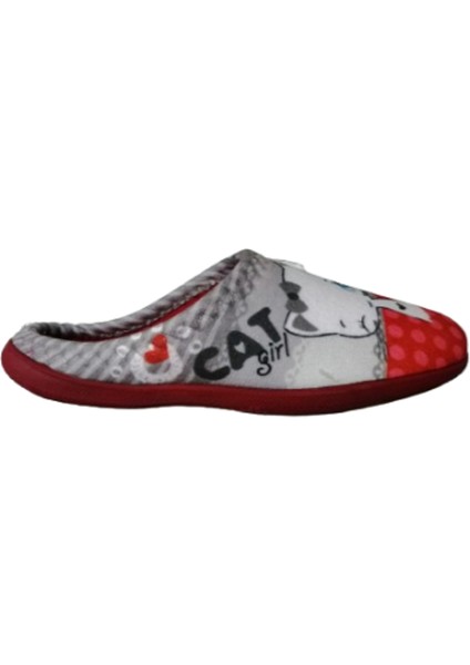 Kız Çocuk Gri-Kırmızı Kedi Figürlü Ev Içi Ultra Hafif Kaymaz Taban Kız Çocuk Terliği GZRTR5288 fırsatları