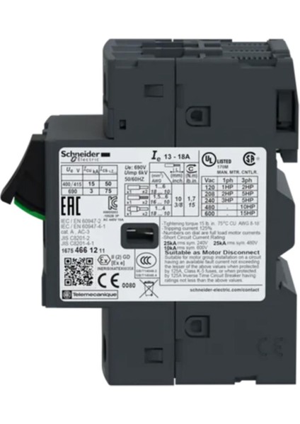SCHNEIDER TESYS DECA GV2ME20 MOTOR KORUMA ŞALTERİ (13A-18A)