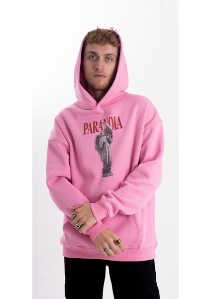 Unisex Oversize Paranoai Baskı Kapşonlu Sweatshirt