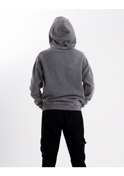 Unisex Oversize Metalica Baskı Kapşonlu Sweatshirt