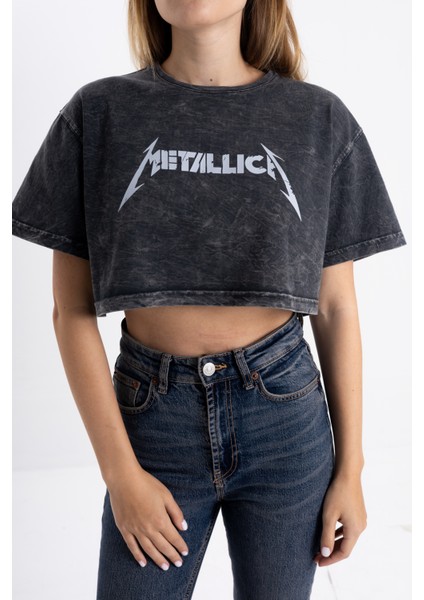 Metalica Baskı Eskitme Crop