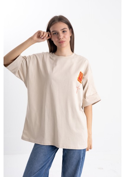 Unisex Oversize Cactus Jack Baskı Tshirt