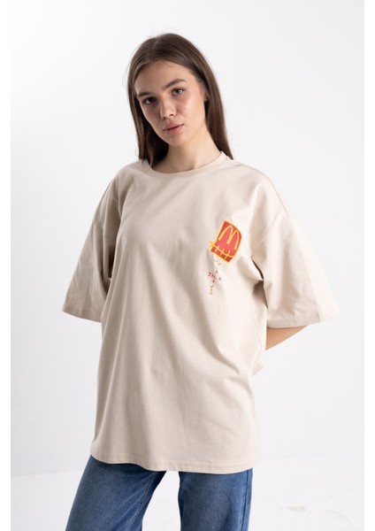 Unisex Oversize Cactus Jack Baskı Tshirt