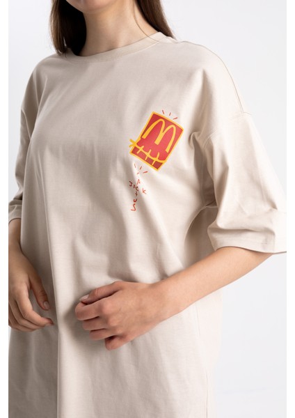 Unisex Oversize Cactus Jack Baskı Tshirt