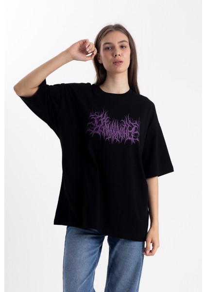 Unisex Oversize Mor Yosun Electrot Tshirt