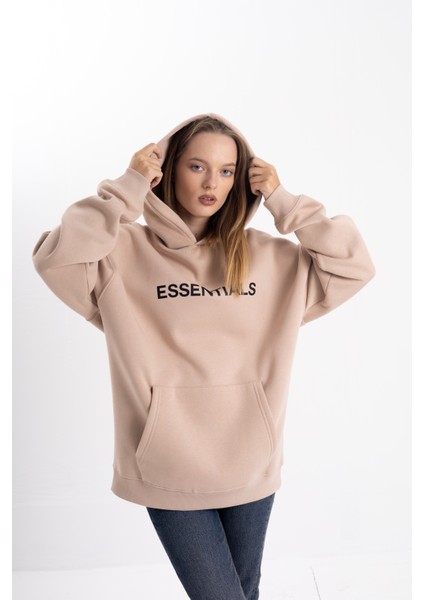 Unisex Oversize Essentials Kapşonlu Sweatshirt