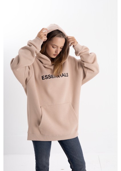 Unisex Oversize Essentials Kapşonlu Sweatshirt