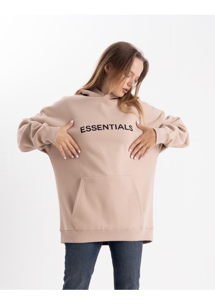 Unisex Oversize Essentials Kapşonlu Sweatshirt