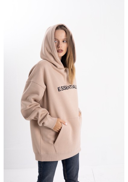 Unisex Oversize Essentials Kapşonlu Sweatshirt