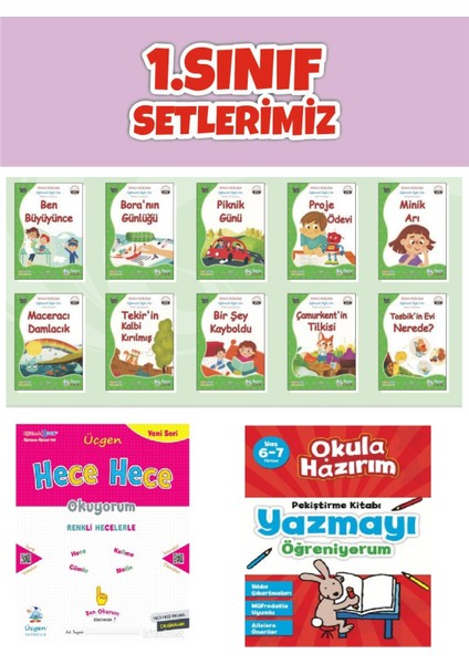 1. Sınıf Renkli Heceli Eğlenceli Öyküler Serisi - Hece Hece Okuyorum - Yazmayı Öğreniyorum