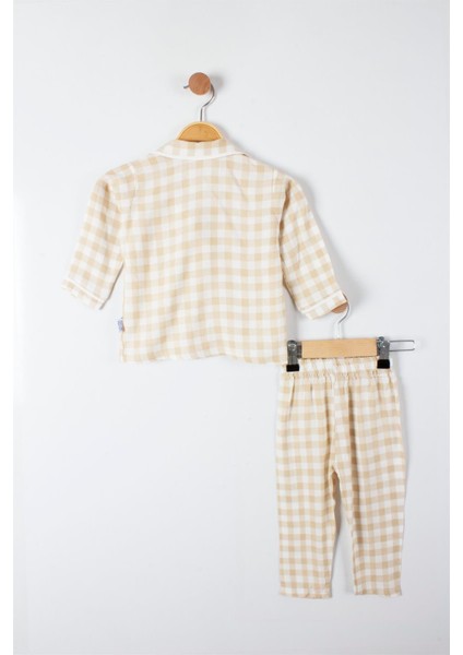 Kareli Düğmeli Kız Bebek Pijama Takımı
