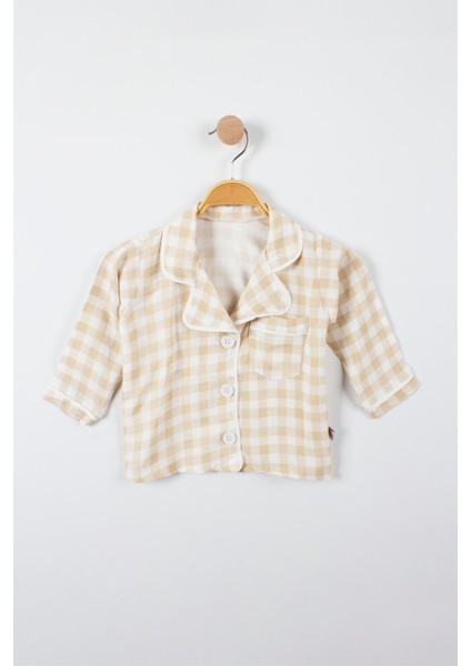 Kareli Düğmeli Kız Bebek Pijama Takımı