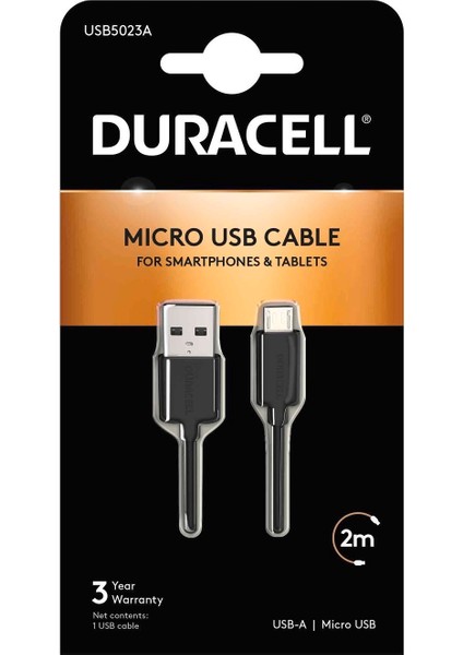 2m Usb-A To Micro USB Şarj Kablosu - Siyah