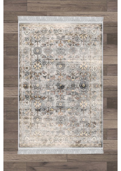 Artızon Halı ART-226 Beyaz Taban Dekoratif Kilim Ince Yıkanabilir Süngerli Dot Taban Salon Halısı